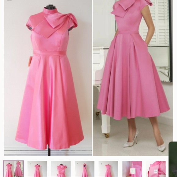 Lan Ting | Mother of the Bride Vintage Bow Dress in Candy Pink - Picture 7 of 10